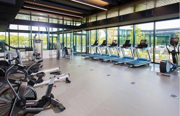 workout area featuring a wealth of natural light