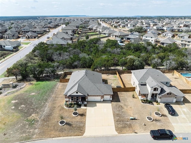 aerial view with a residential view