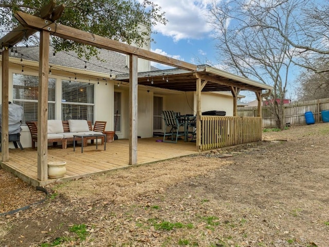 view of patio / terrace with outdoor lounge area and a deck