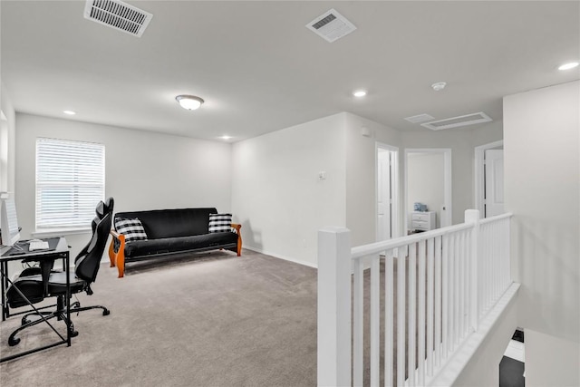 view of carpeted home office