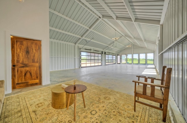 interior space featuring vaulted ceiling