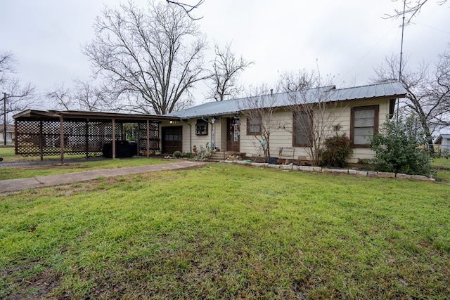 ranch-style house with a front lawn