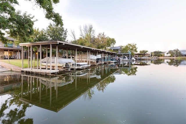 view of dock featuring a water view