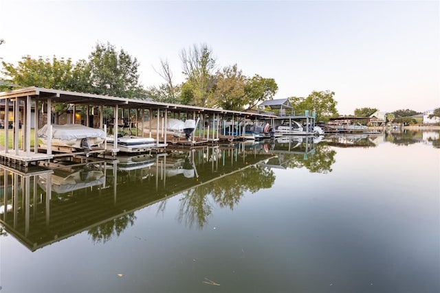 view of dock featuring a water view