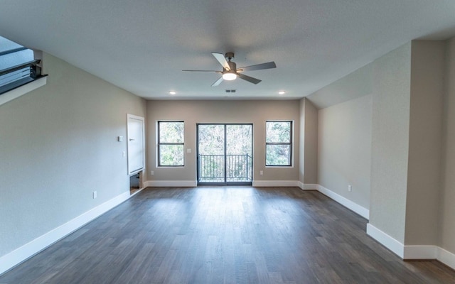 1002 Barrie Dr, Austin, TX 78734 - spare room with ceiling fan, dark wood finished floors, and recessed lighting