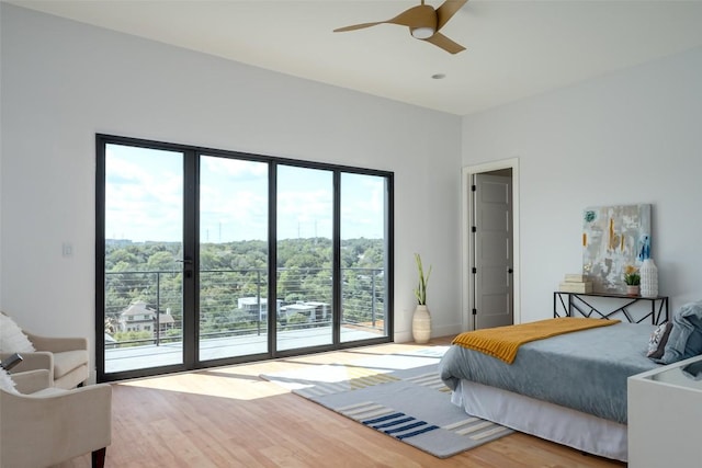 14413 Cochise Trl, Austin, TX 78734 - bedroom with multiple windows, wood finished floors, ceiling fan, and access to outside