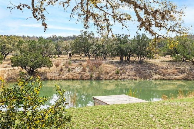 view of dock featuring a water view