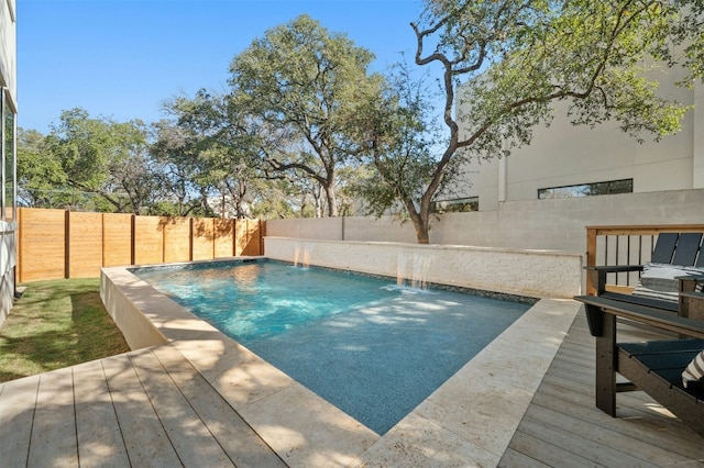1339 Allen Rd, Austin, TX 78746 - view of pool with a wooden deck and a fenced backyard