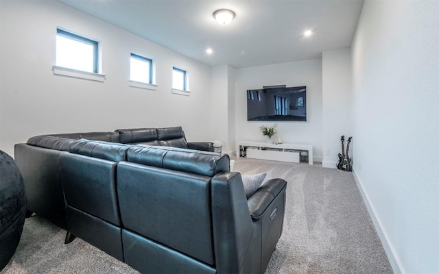 5408 Destination Way, Jonestown, TX 78645 - living room featuring carpet flooring and recessed lighting