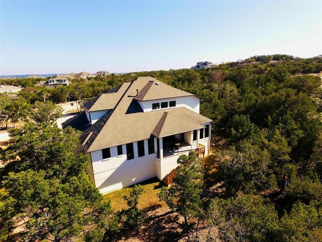 5408 Destination Way, Jonestown, TX 78645 - view from above of property with a heavily wooded area