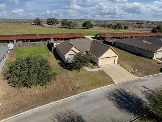 bird's eye view with a rural view