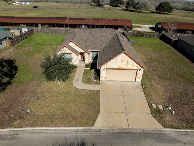 aerial view featuring a rural view