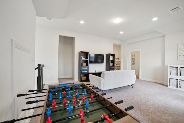 game room featuring carpet flooring