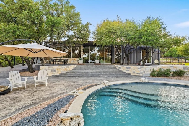 view of pool with a patio