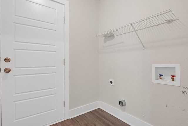 1808 Belford Dr, Austin, TX 78757 - washroom featuring dark wood-style floors, hookup for an electric dryer, and washer hookup