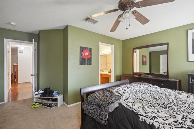 17405 Wiseman Dr, Pflugerville, TX 78660 - carpeted bedroom featuring ceiling fan and connected bathroom