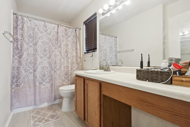17405 Wiseman Dr, Pflugerville, TX 78660 - bathroom with toilet, vanity, and a shower with shower curtain