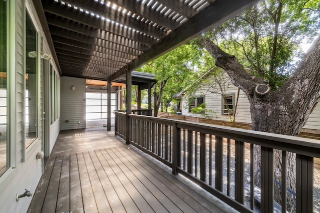 wooden terrace featuring a pergola