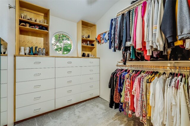 20505 Genessee Cv, Lago Vista, TX 78645 - walk in closet featuring carpet floors and lofted ceiling