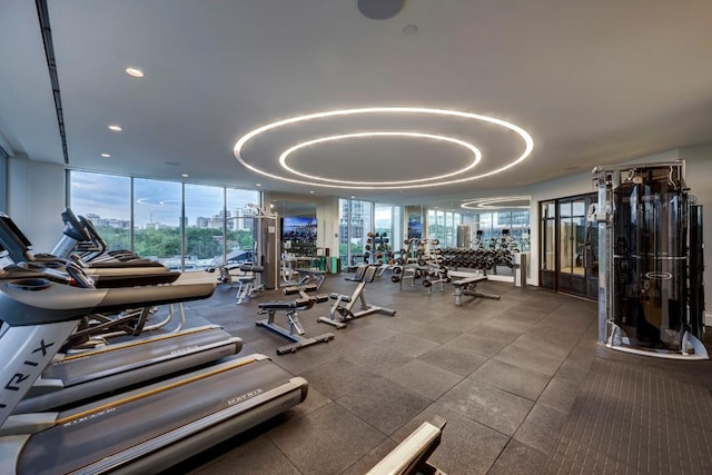 501 W Ave Unit 2904, Austin, TX 78701 - gym with floor to ceiling windows