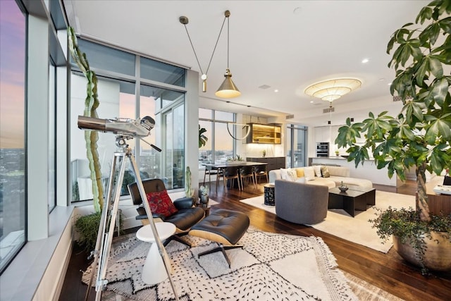 501 W Ave Unit 2904, Austin, TX 78701 - living room with hardwood / wood-style floors and floor to ceiling windows