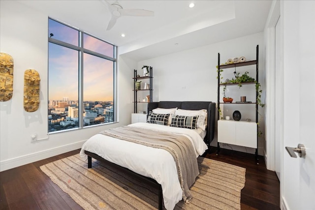 501 W Ave Unit 2904, Austin, TX 78701 - bedroom featuring wood finished floors, recessed lighting, and a ceiling fan