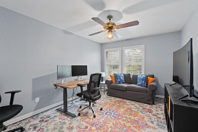 office featuring ceiling fan