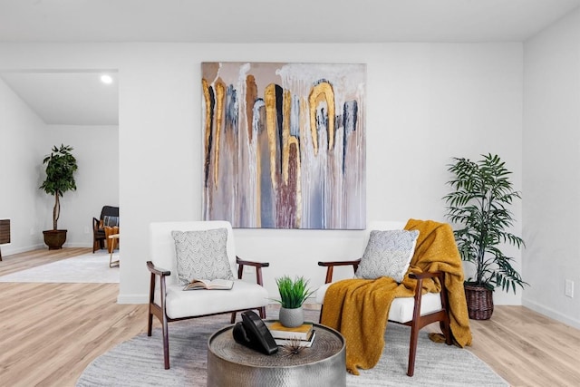 living area featuring light wood-type flooring