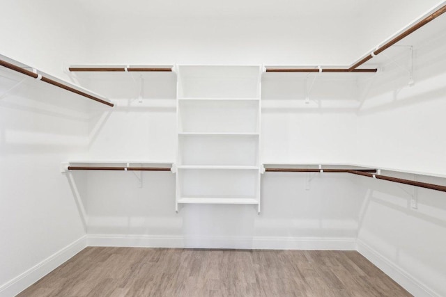 walk in closet featuring wood finished floors