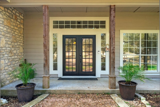 view of exterior entry with french doors