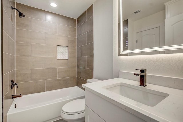 1402 Valleyridge Cir, Austin, TX 78704 - bathroom with vanity, shower / washtub combination, and recessed lighting