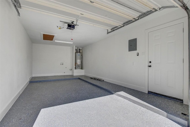 1402 Valleyridge Cir, Austin, TX 78704 - garage with electric panel, water heater, and a garage door opener