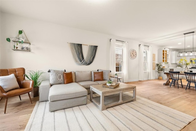 living area with light wood finished floors