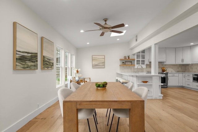 1907 Casa Grande Dr, Austin, TX 78733 - dining space featuring light wood-style floors, a ceiling fan, and recessed lighting