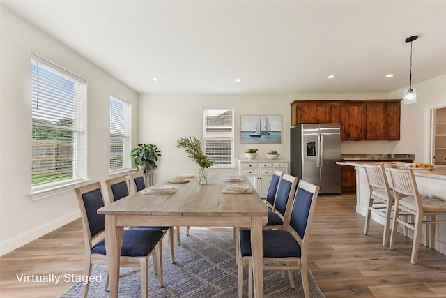 112 Callie St, Smithville, TX 78957 - dining room with recessed lighting, light wood-type flooring, and baseboards