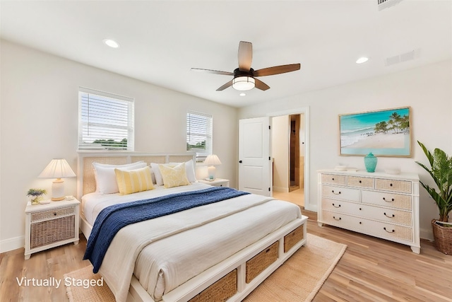 112 Callie St, Smithville, TX 78957 - bedroom with baseboards, visible vents, recessed lighting, and light wood-style floors