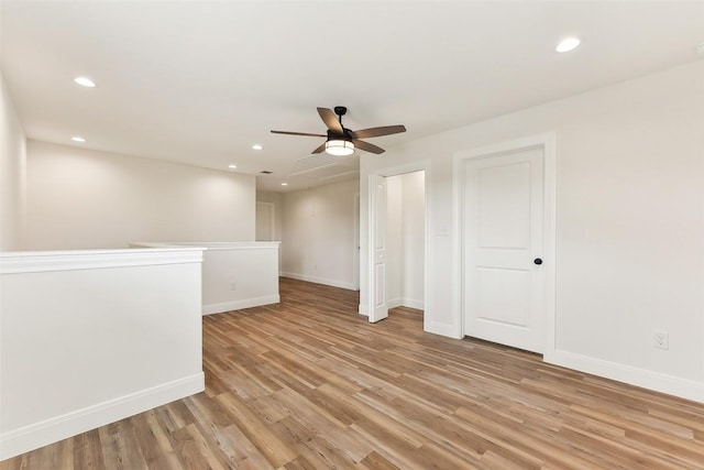 112 Callie St, Smithville, TX 78957 - spare room featuring recessed lighting, light wood-style floors, baseboards, and ceiling fan