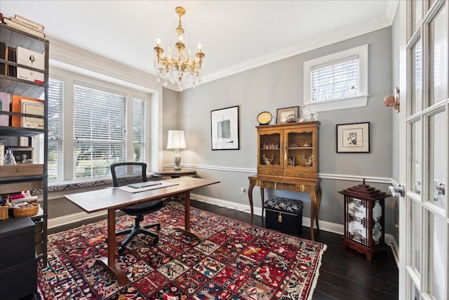 3800 Bailey Ln Unit F-1, Austin, TX 78756 - office space with a chandelier, crown molding, dark hardwood / wood-style floors, and plenty of natural light