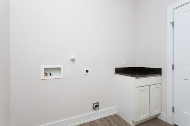 washroom featuring light wood-type flooring, hookup for a gas dryer, electric dryer hookup, and hookup for a washing machine