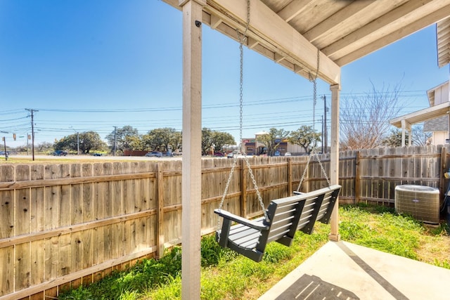 view of patio / terrace with central AC unit