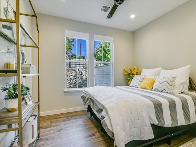 3809 Valley View Rd Unit 1, Austin, TX 78704 - bedroom with wood finished floors and recessed lighting