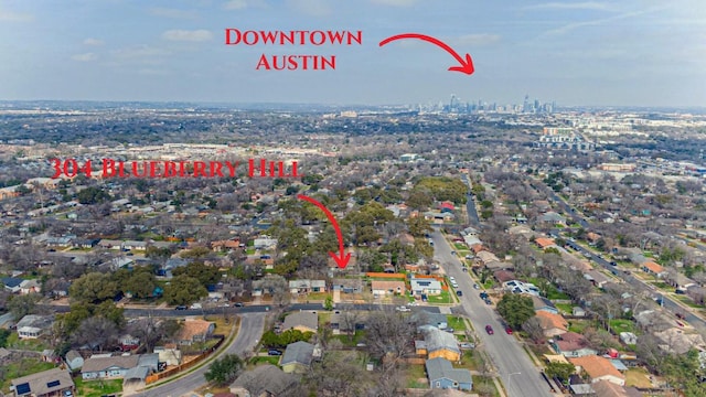 drone / aerial view with a view of city