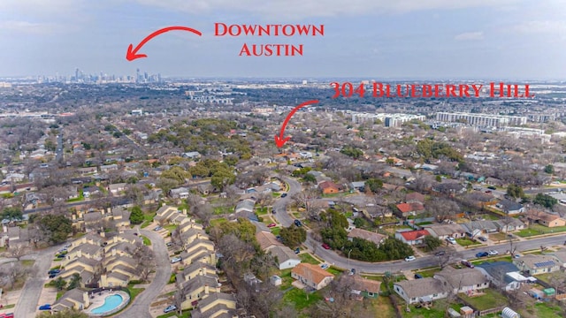 aerial view with a city view