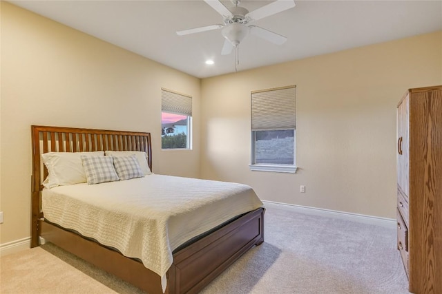 205 Palazza Alto Dr, Austin, TX 78734 - carpeted bedroom featuring baseboards, ceiling fan, and recessed lighting
