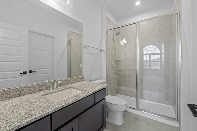 2324 Bel Paese Bnd, Leander, TX 78641 - full bathroom with vanity, tile patterned floors, and a stall shower