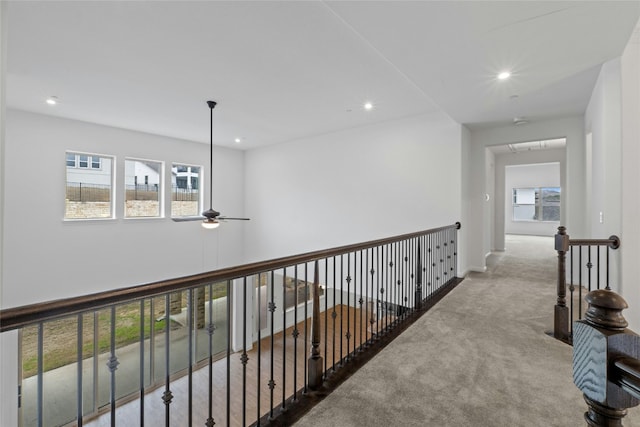 2324 Bel Paese Bnd, Leander, TX 78641 - hall with carpet, recessed lighting, and an upstairs landing