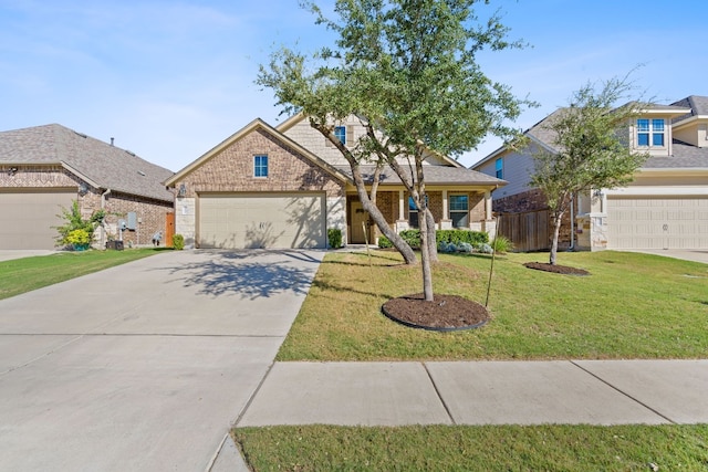 front of property with a front lawn and a garage