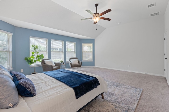 4131 Van Ness Ave, Round Rock, TX 78681 - carpeted bedroom featuring vaulted ceiling and a ceiling fan