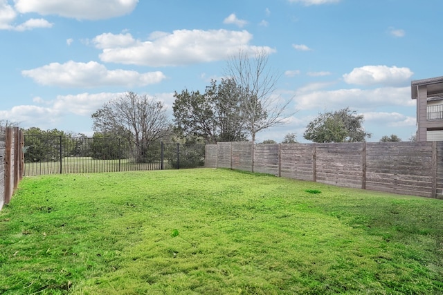 view of yard with a fenced backyard