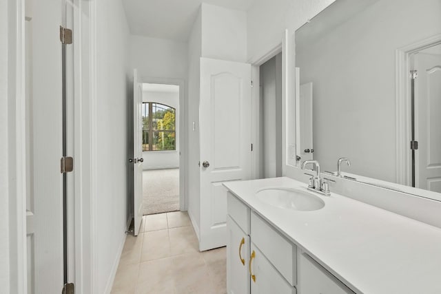 bathroom featuring vanity and tile patterned flooring